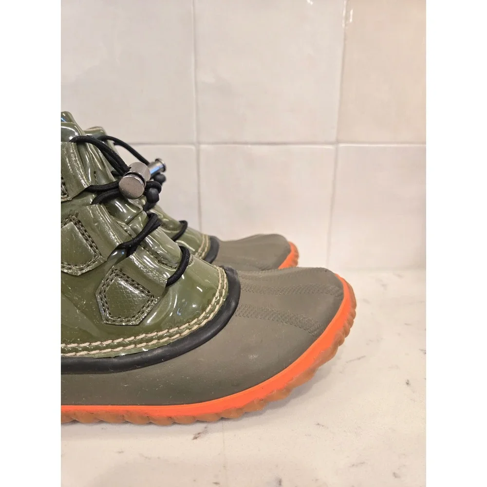 Sorel Out N About Rain Boots Waterproof Olive Green Orange  Womens 7.5
